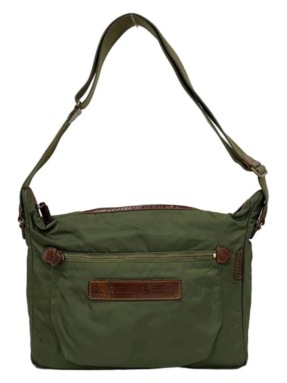 Felisi 9362 Khaki Dark Brown Nylon Leather Shoulder Bag